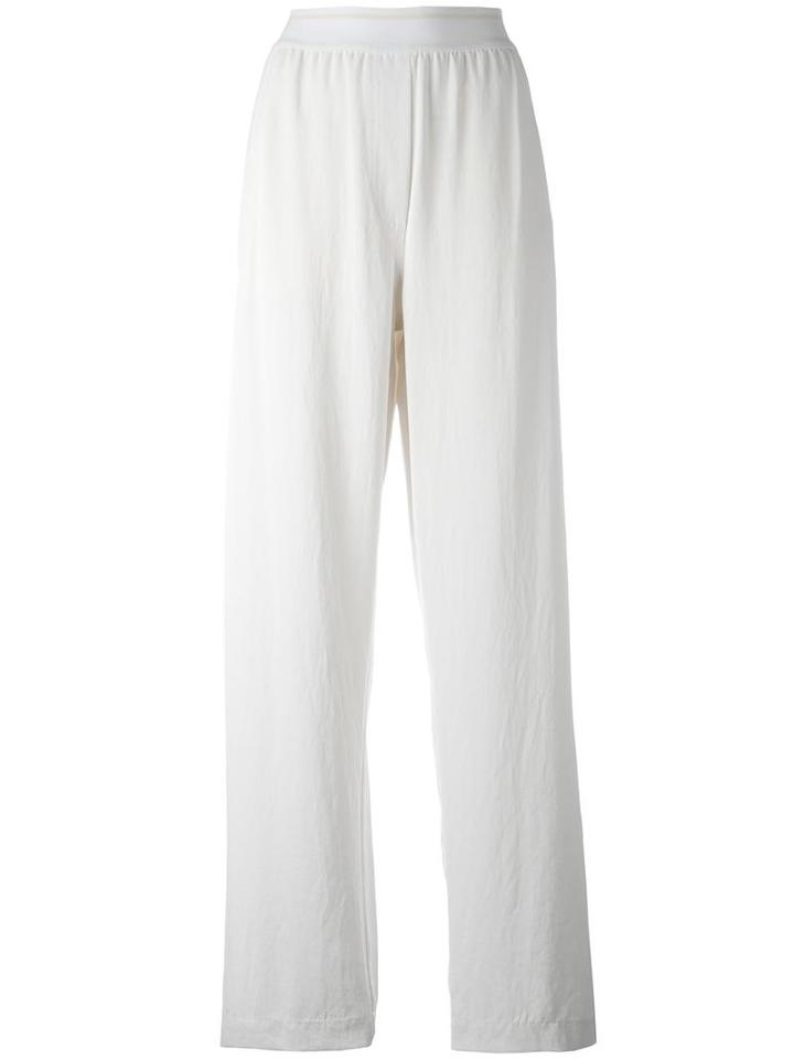 Dkny Elasticated Waist Trousers, Women's, Size: Medium, White, Triacetate/cotton/spandex/elastane
