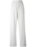 Dkny Elasticated Waist Trousers, Women's, Size: Medium, White, Triacetate/cotton/spandex/elastane