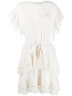 Zimmermann Short Sleeve Tiered Dress - White