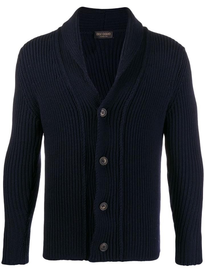 Dell'oglio Button Up Cable-knit Sweater - Blue
