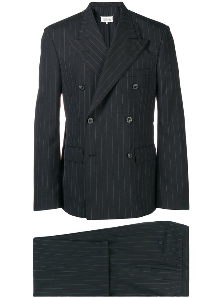 Maison Margiela Pinstripe Double Breasted Suit - Blue