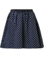 Guild Prime Polka Dot Pleated A-line Short Skirt, Women's, Size: 36, Blue, Cupro/polyester