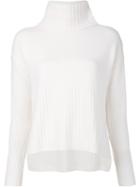 Derek Lam 10 Crosby Turtleneck Ribbed Detailing Jumper, Women's, Size: Large, White, Cashmere