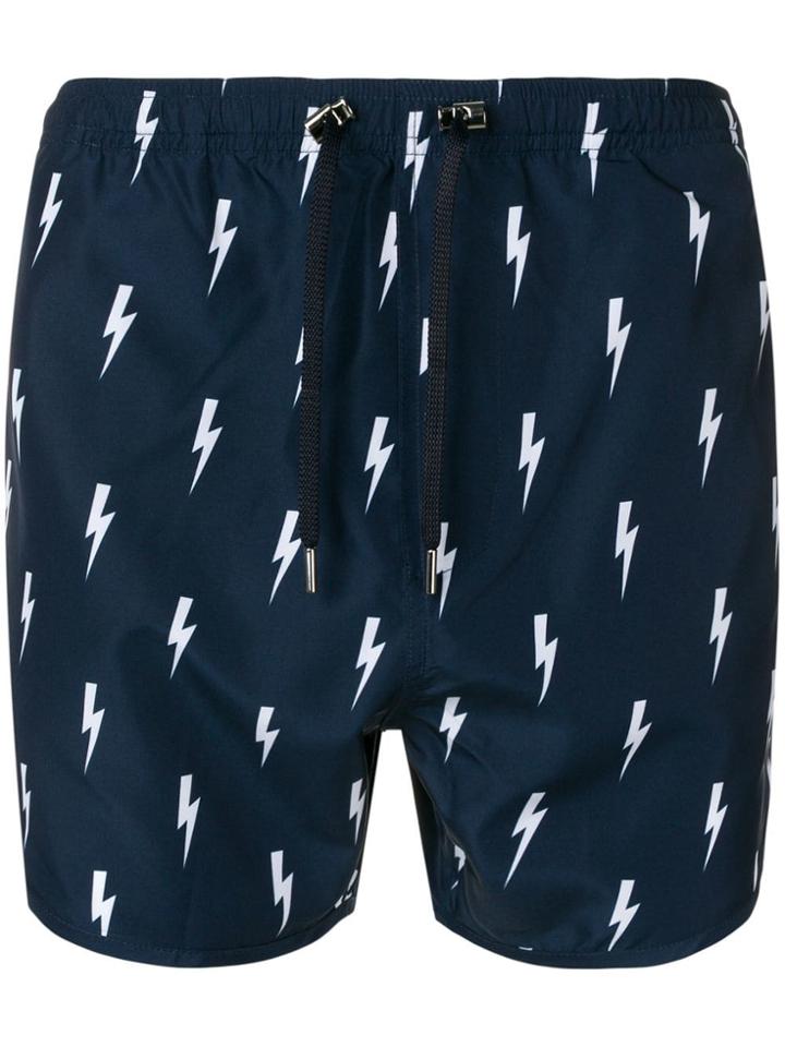 Neil Barrett Lightning Strike Swim Shorts - Blue