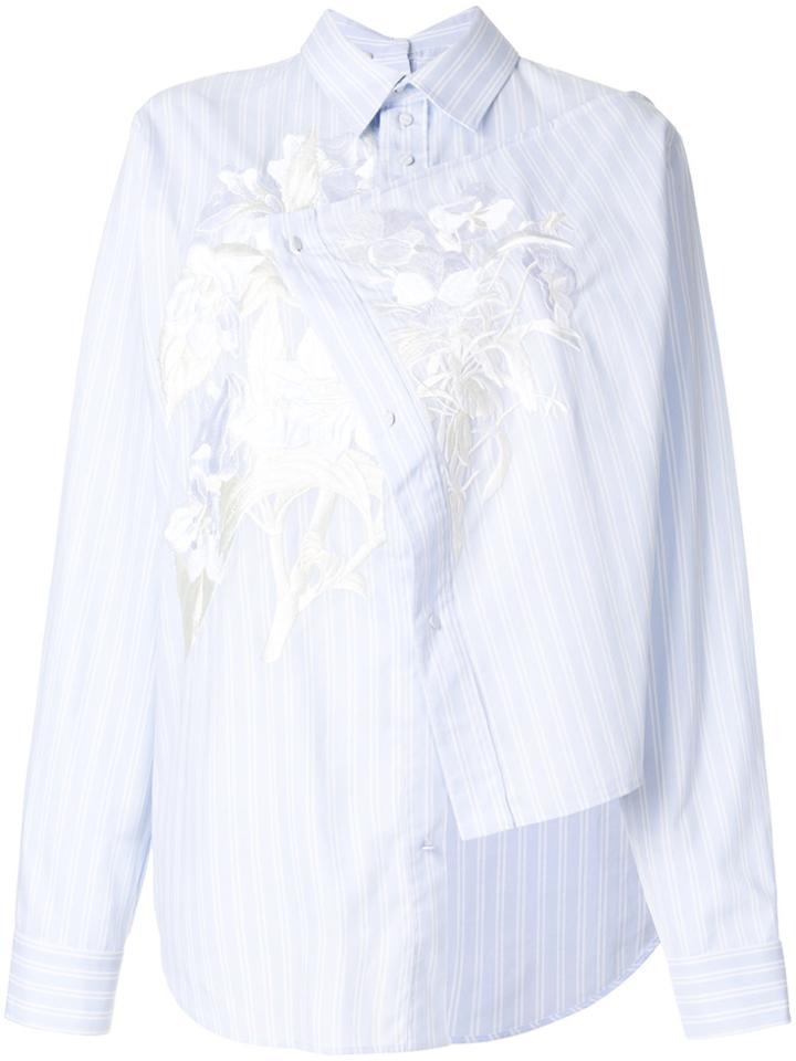 Cédric Charlier Light Striped Asymmetric Shirt - Blue