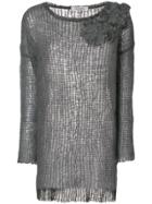 Valentino Floral Appliqué Knit Jumper - Grey