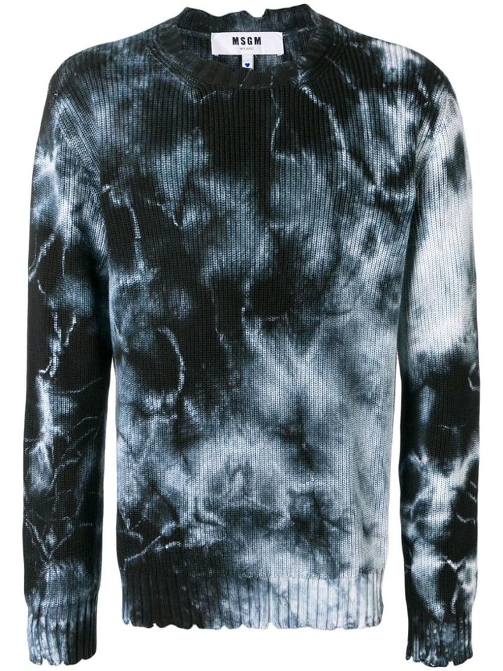 Msgm Tie Dye-print Jumper - Black