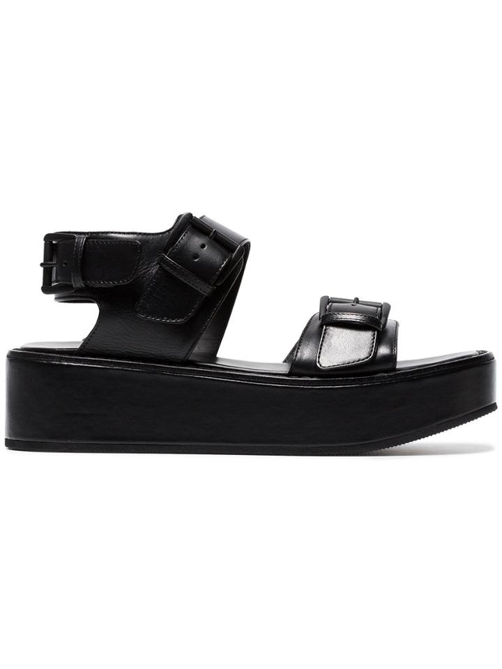 Ann Demeulemeester Black Leather 50 Platform Sandals