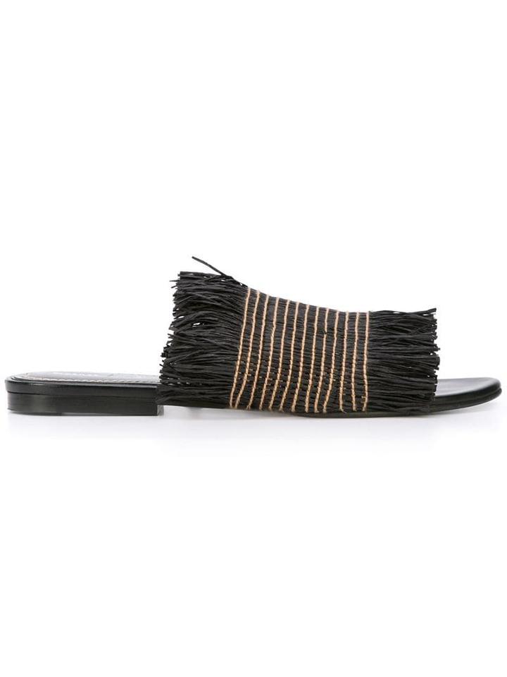Proenza Schouler Fringe Flat Slides - Black