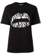Markus Lupfer Sequinned Lips T-shirt, Women's, Size: Large, Black, Cotton