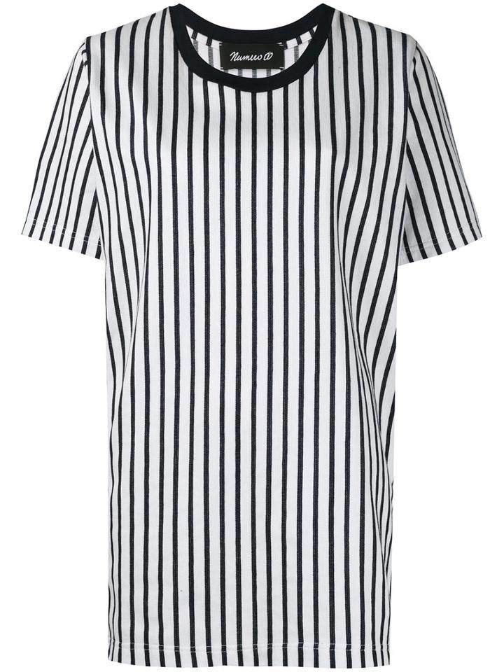 Numero00 - Oversized Striped T-shirt - Women - Cotton - M, Blue, Cotton