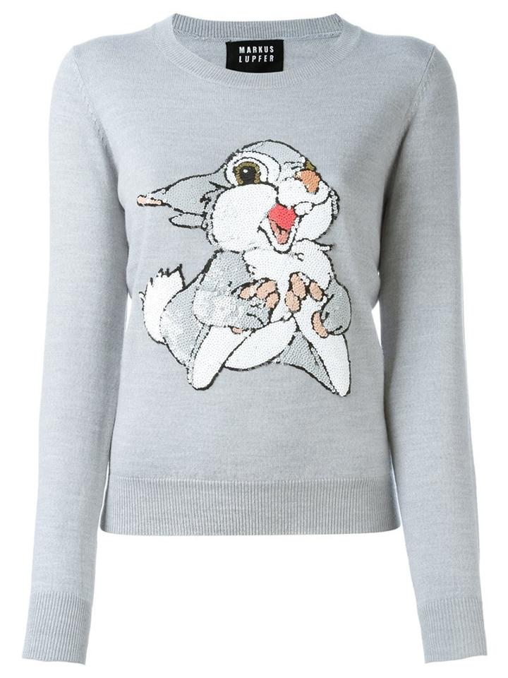 Markus Lupfer Sequined Rabbit Jumper, Women's, Size: Medium, Grey, Mohair