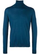 Boglioli Roll Neck Sweater, Men's, Size: Large, Blue, Virgin Wool