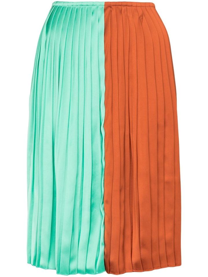 Plan C Colour-block Pleated Midi Skirt - Multicolour