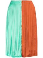 Plan C Colour-block Pleated Midi Skirt - Multicolour