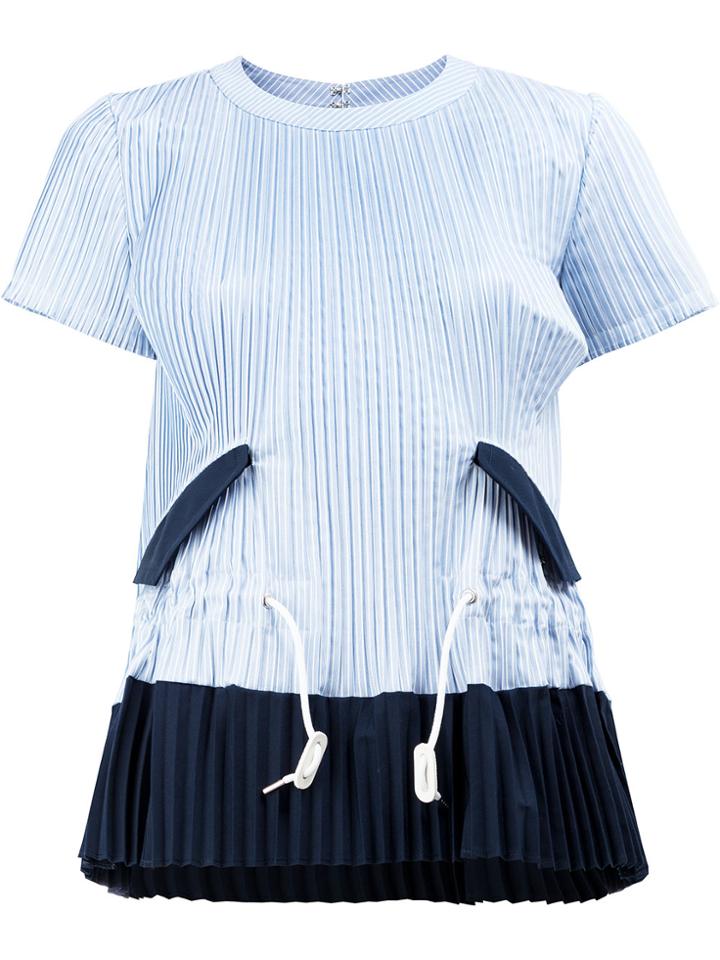 Sacai Plissé Flared Blouse - Blue