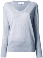 V-neck Knit Blouse, Women's, Size: 36, Grey, Silk/cashmere, Le Ciel Bleu