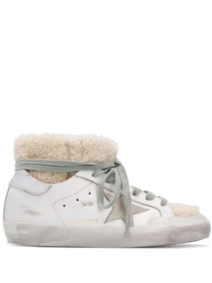 Golden Goose Superstar Shearling Embellished Sneakers - White