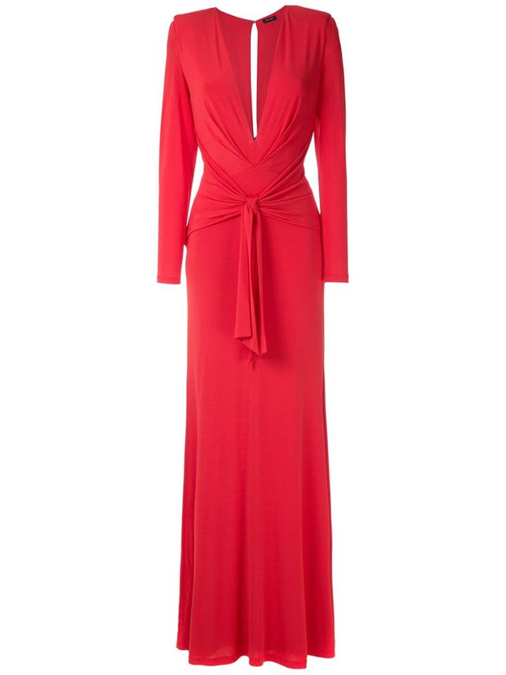 Tufi Duek Front Knot Draped Gown - Red