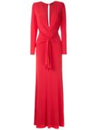 Tufi Duek Front Knot Draped Gown - Red