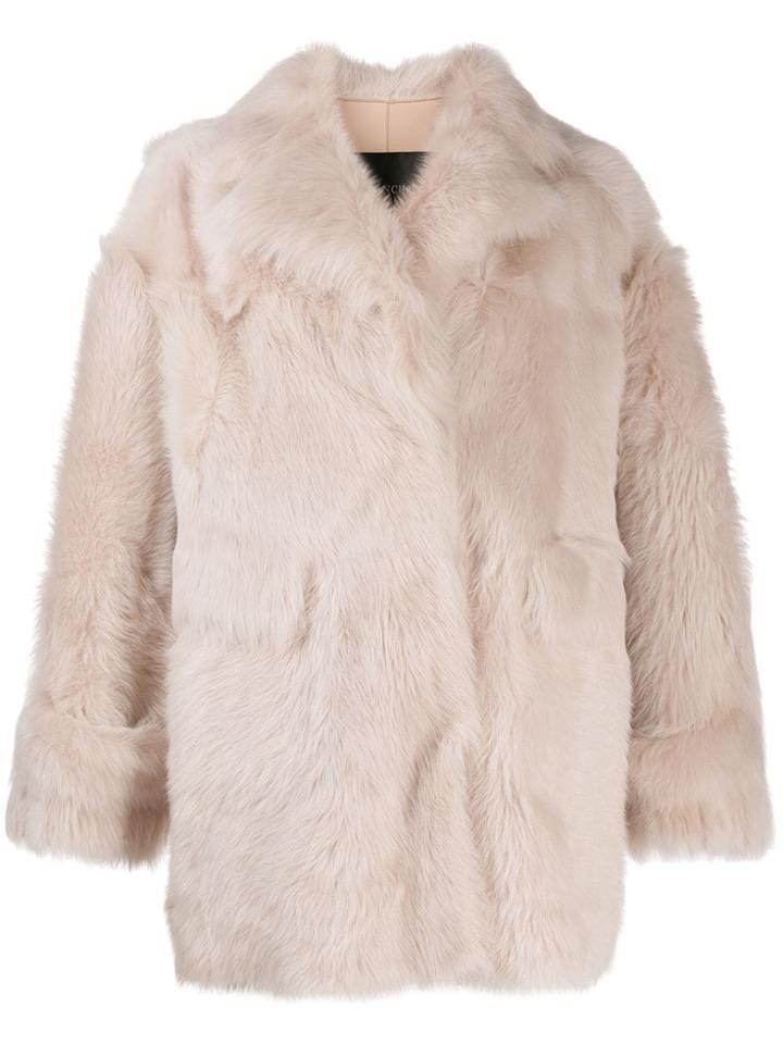 Blancha Oversized Shearling Coat - Neutrals