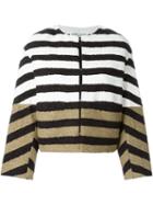 Sonia Rykiel Colour Block Striped Jacket, Women's, Size: 36, Nude/neutrals, Cotton/silk/polyamide/cotton