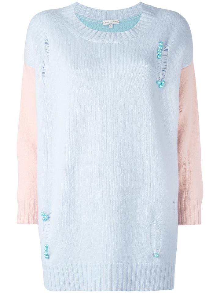 Natasha Zinko Embellished Bicolour Jumper, Women's, Size: Small, Blue, Cashmere/virgin Wool