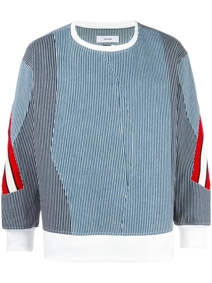 Facetasm Contrast Stripes Jumper, Adult Unisex, Blue, Cotton/wool