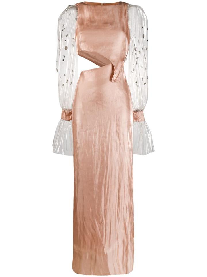 Genny Transparent Sleeve Maxi Dress - Pink