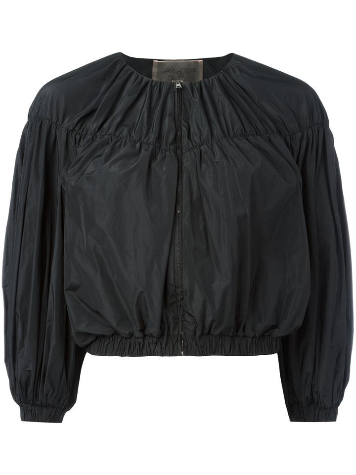 Giambattista Valli Cropped Ballon Sleeve Jacket, Women's, Size: 42, Black, Polyester