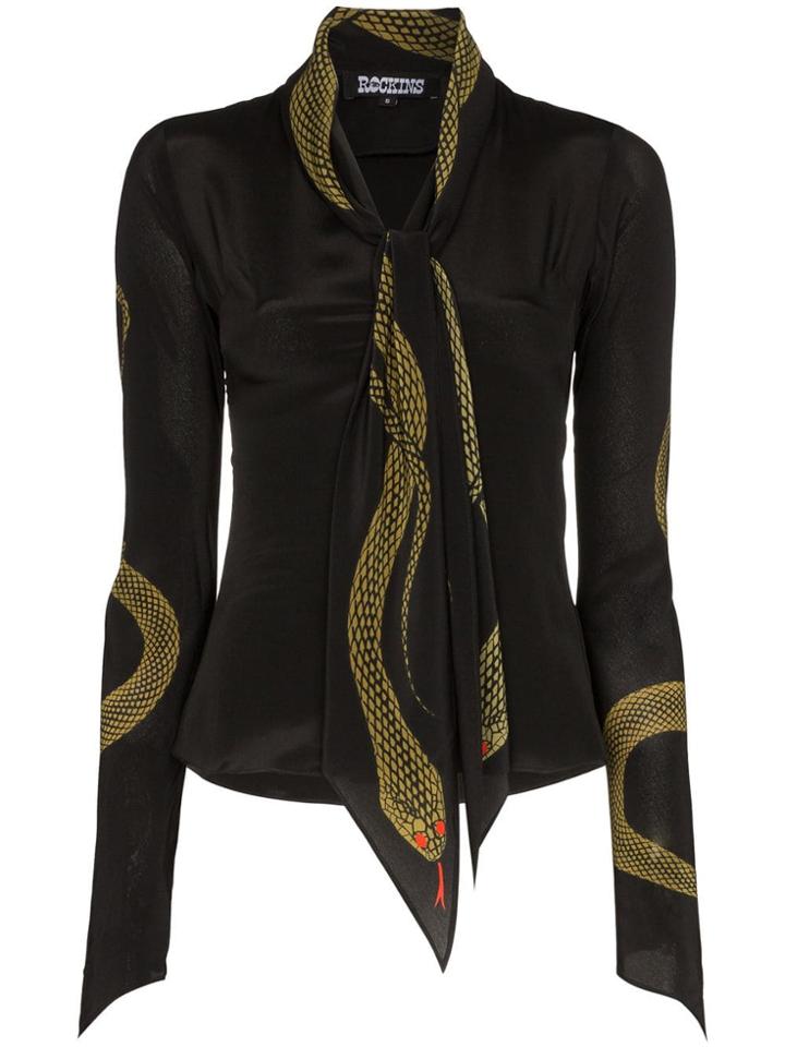 Rockins Snake-print Blouse - Black