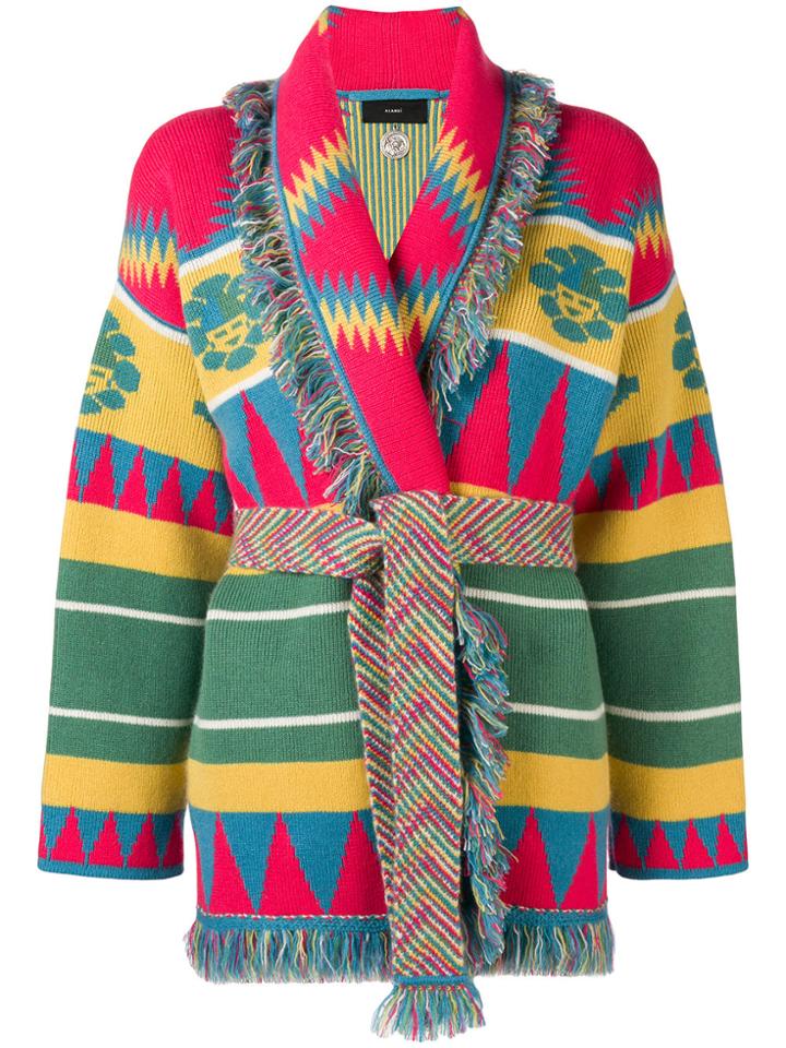 Alanui Jacquard Knit Cardigan - Pink & Purple