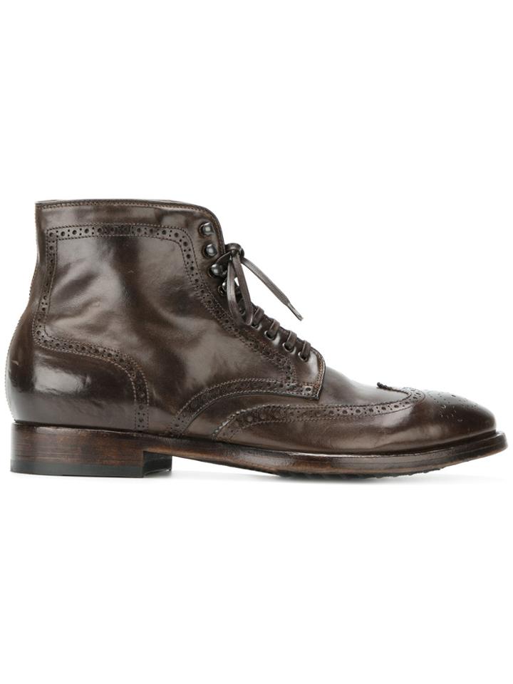 Officine Creative Princeton 036 Brogue Boots - Brown