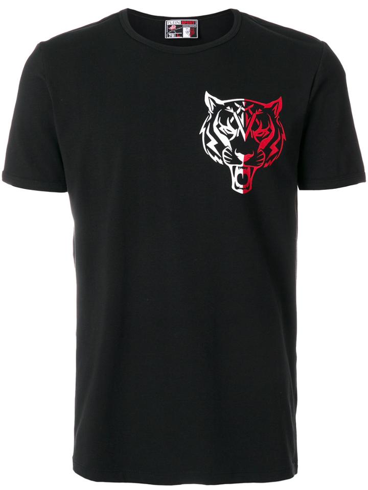Plein Sport Tiger Motif Chest Print T-shirt - Black