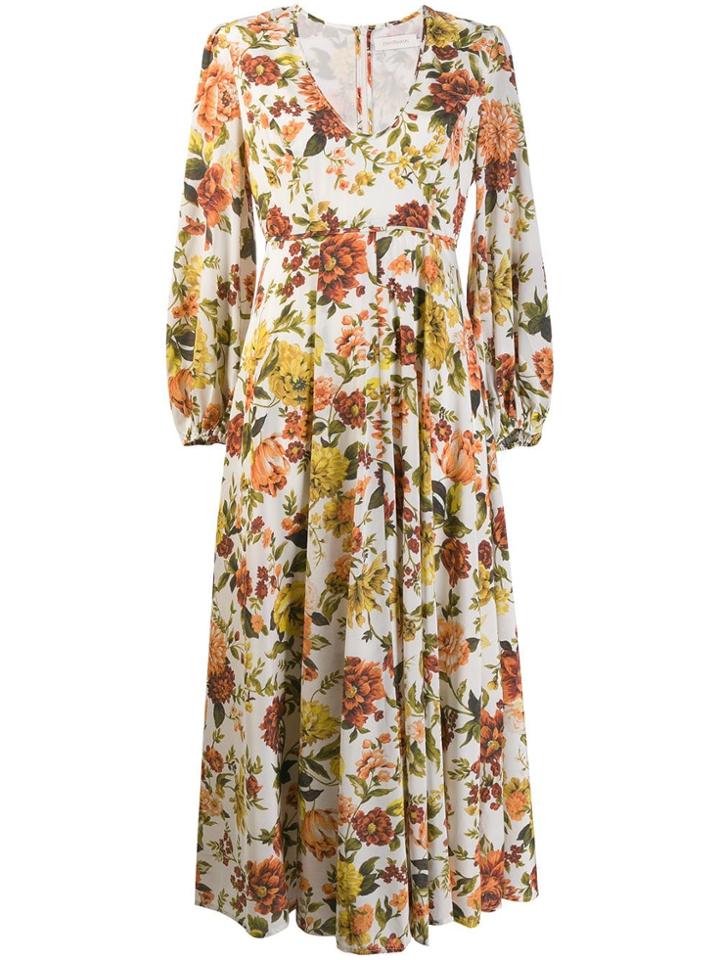 Zimmermann Floral Print Midi Dress - Orange