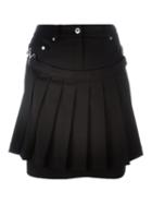 Moschino Pleated Panel Denim Skirt, Women's, Size: 40, Black, Spandex/elastane/rayon/virgin Wool/other Fibers