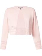 Lela Rose - Perforated One Button Cardigan - Women - Polyester/viscose - M, Pink/purple, Polyester/viscose