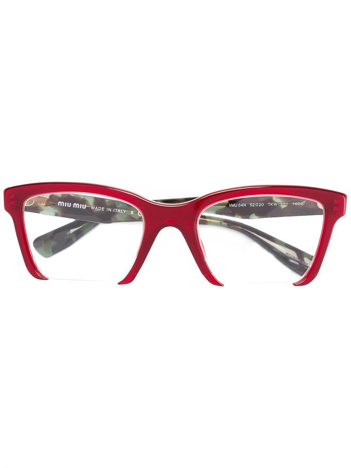 Miu Miu Eyewear Square Glasses, Red, Acetate