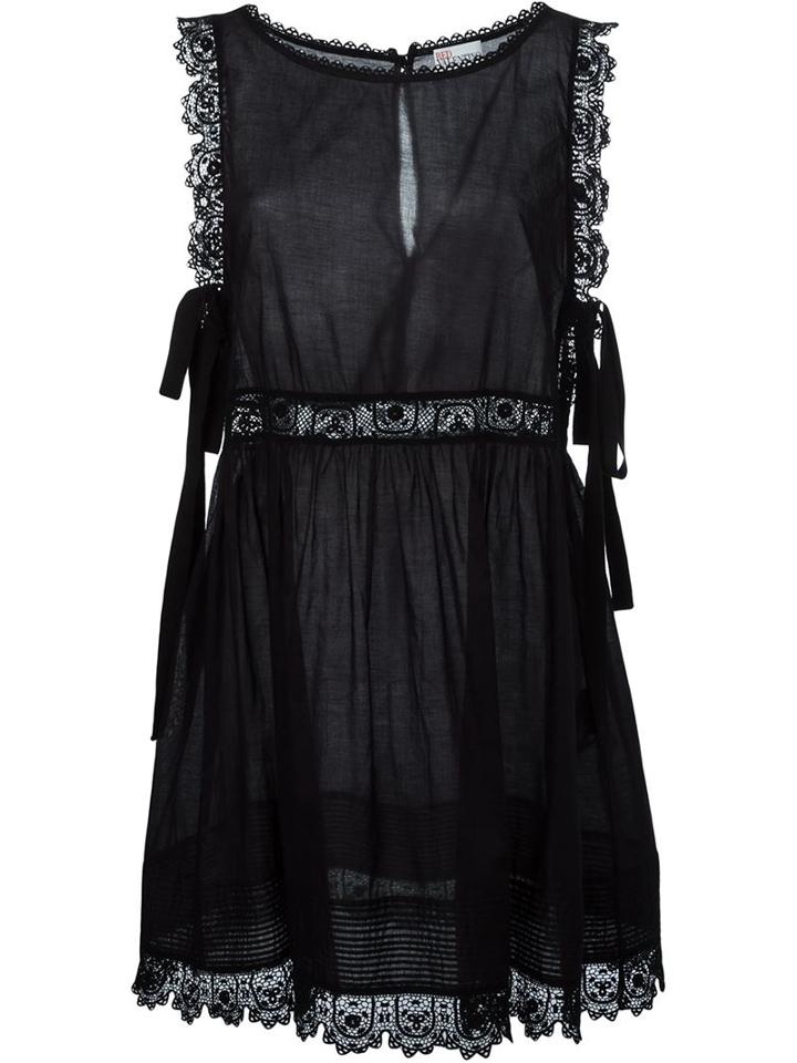 Red Valentino Crochet Detail Dress, Women's, Size: 40, Black, Cotton
