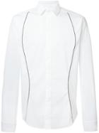 Les Hommes Piping Panel Shirt, Men's, Size: 54, White, Cotton/spandex/elastane