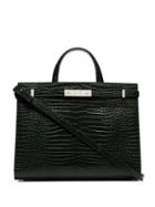 Saint Laurent Manhattan Crocodile-effect Tote - Green
