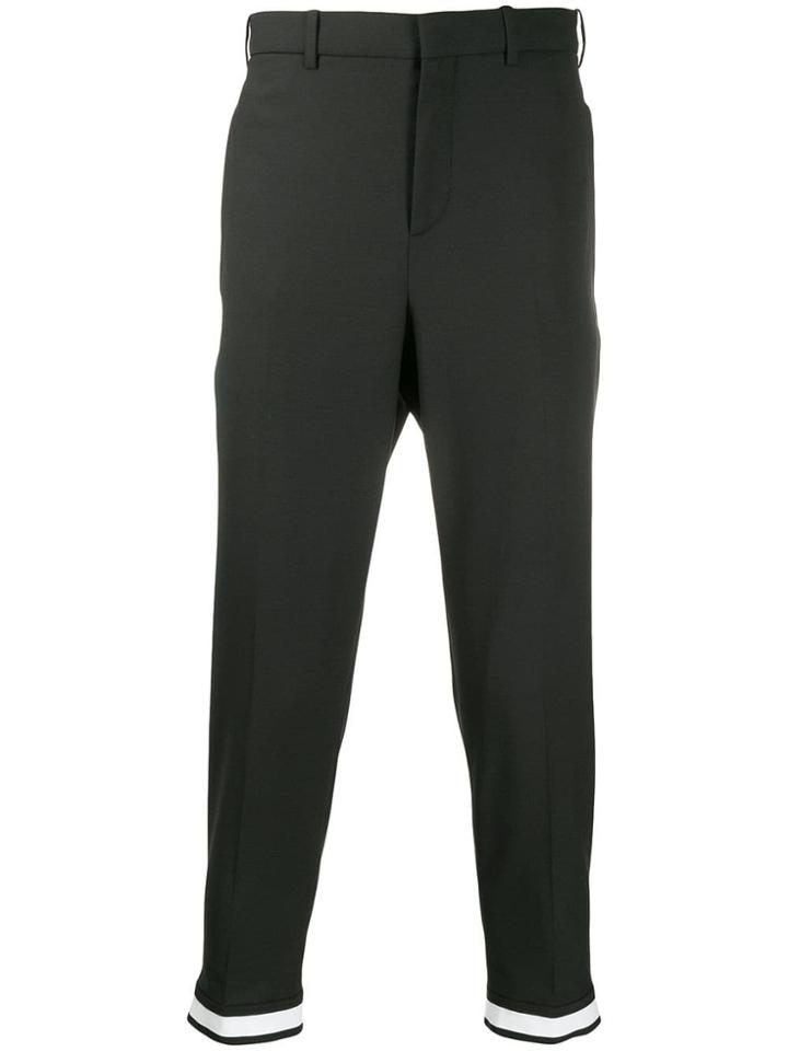 Neil Barrett Contrast Cuffs Chinos - Black
