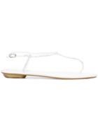 René Caovilla Embellished Flat Sandals - White