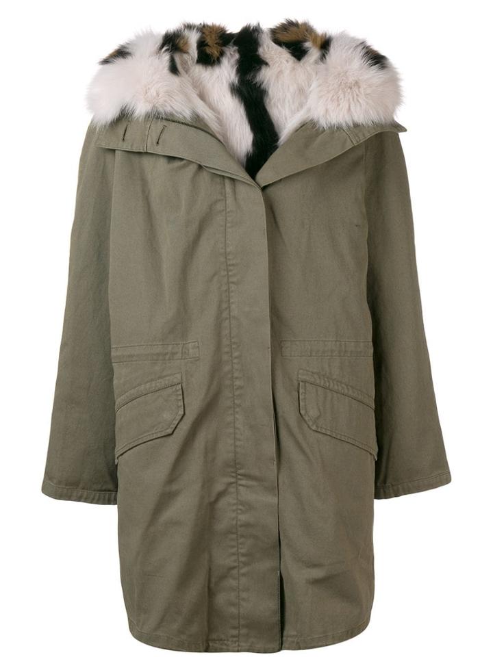 Yves Salomon Oversized Hooded Coat - Green