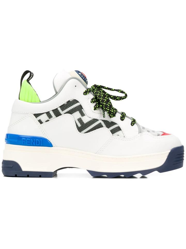 Fendi Zucca Panel Sneakers - White