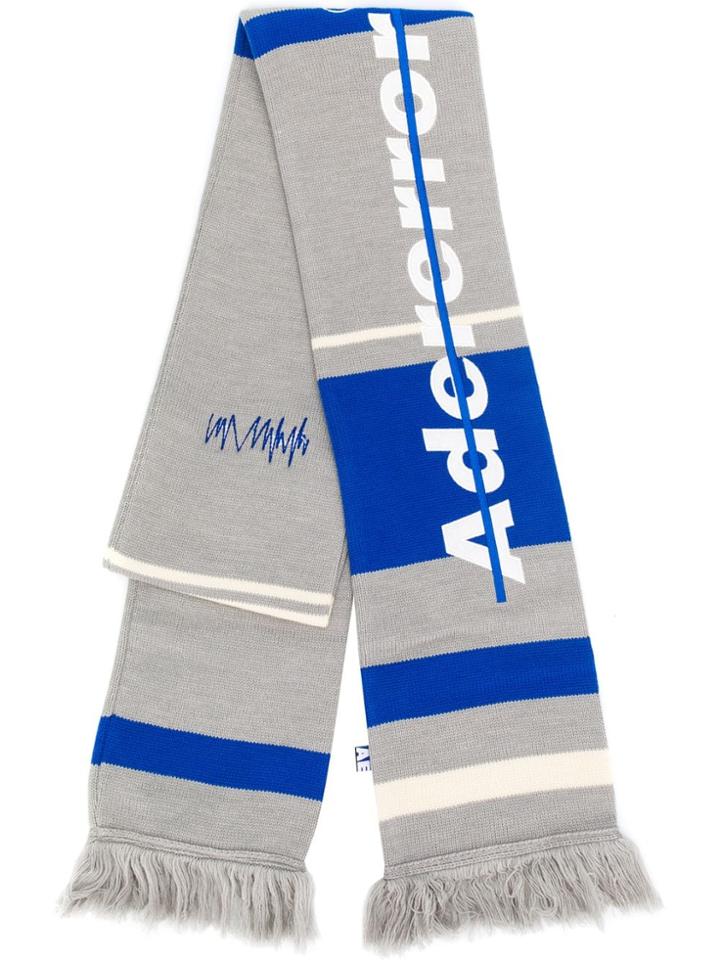 Ader Error Embroidered Logo Fringed Scarf - Grey