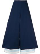 Delpozo Stripe Panel Wide Leg Trousers - Blue