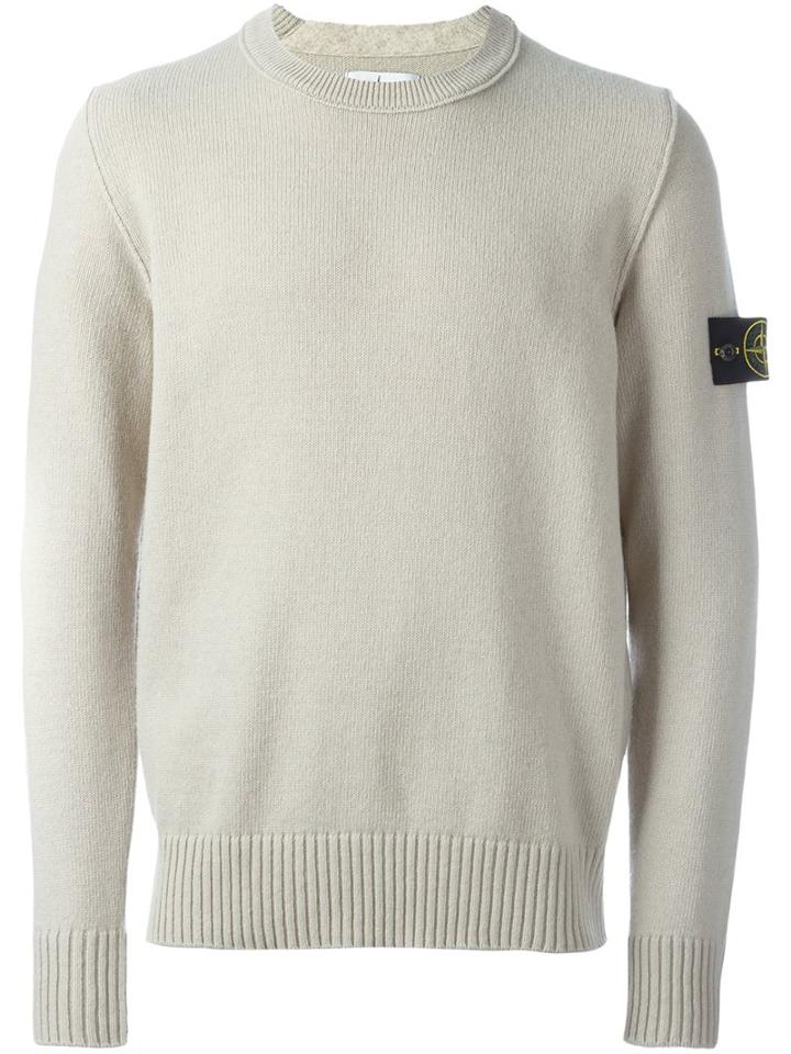 Stone Island Crew Neck Sweater, Men's, Size: Large, Nude/neutrals, Polyamide/wool