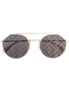 Fendi Eyewear Monogram Lense Sunglasses - Gold