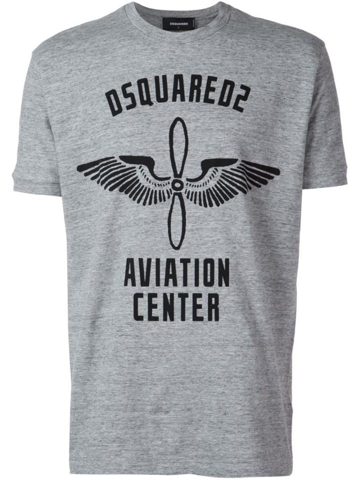 Dsquared2 'aviation Centre' Print T-shirt, Men's, Size: Medium, Grey, Cotton